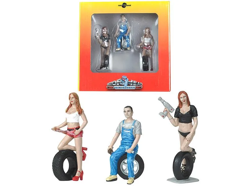 Motorhead Miniatures Motorhead Miniatures Andie Derek Michele Tire Brigade 3 Figurine Set 1/24 — product photo