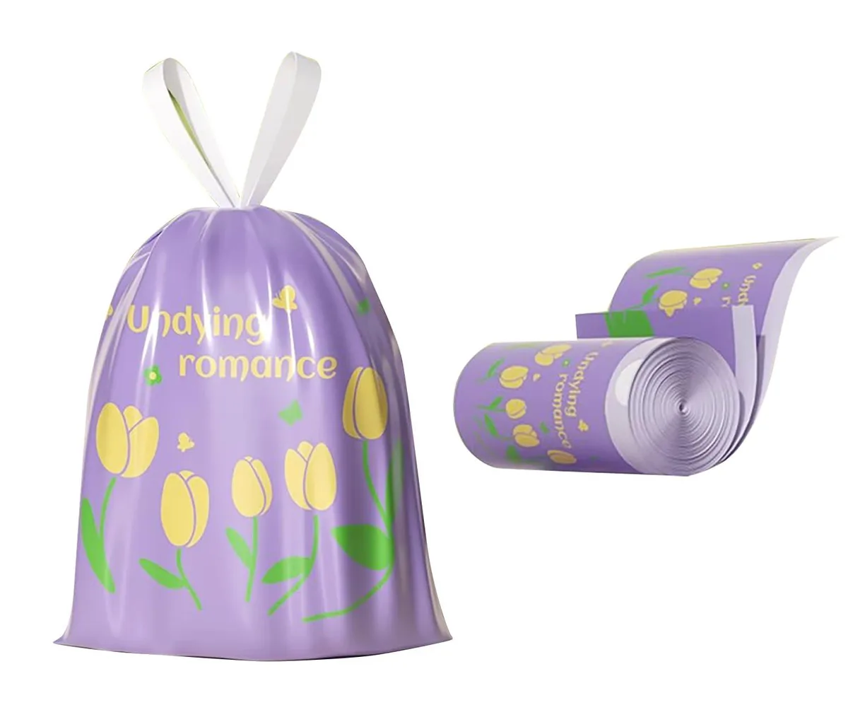  YIHUANYIFA Tear-Free Separated Trash Bags Purple 4 Gallon 50 Count — product photo