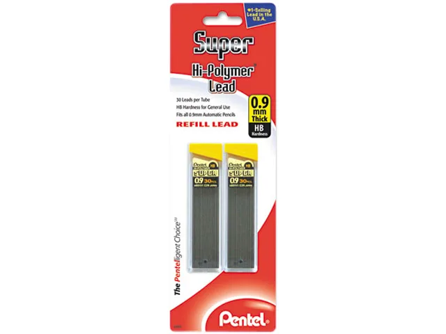 Pentel of America, Ltd. Pentel of America, Ltd. C29BPHB2 Super Hi-Polymer Lead Refills 0.9mm HB Black 2 Tubes 30 60 Pack pen — product photo