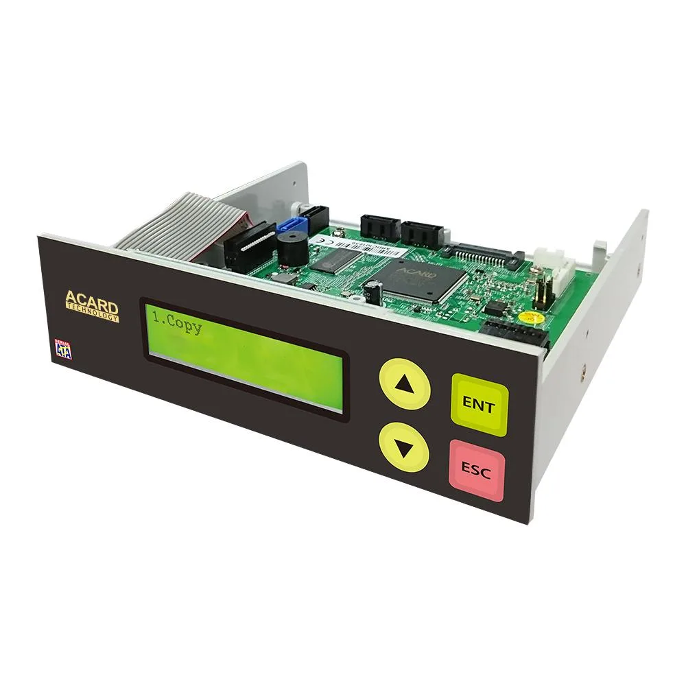Standalone DVD/CD duplicator controller with LCD display and SATA cables