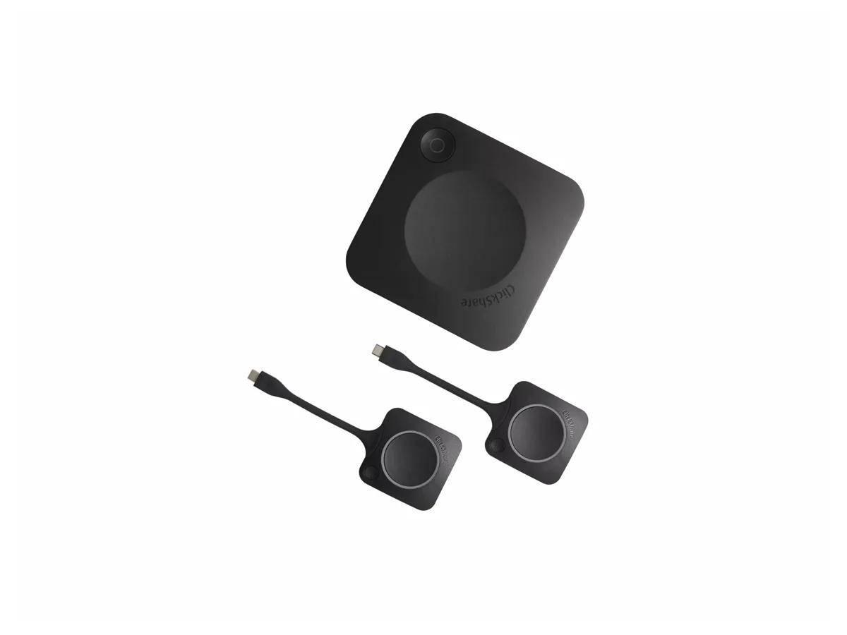 Compact white wireless conferencing unit with HDMI and USB ports