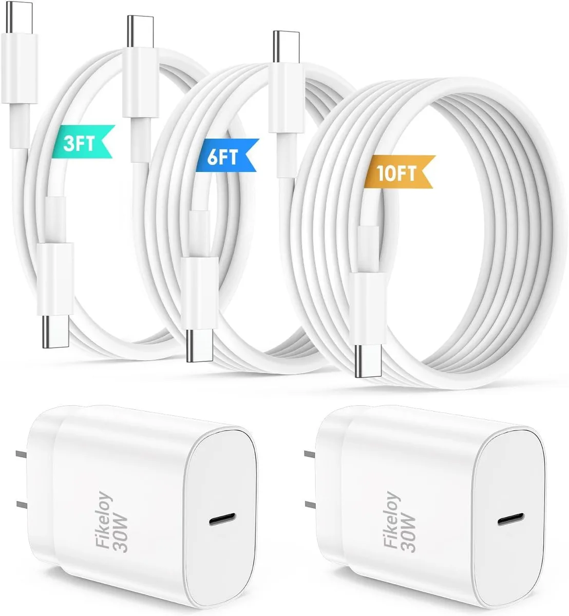 ONITOON ONITOON 30W USB-C Charger with 3/6/10ft Cables — product photo