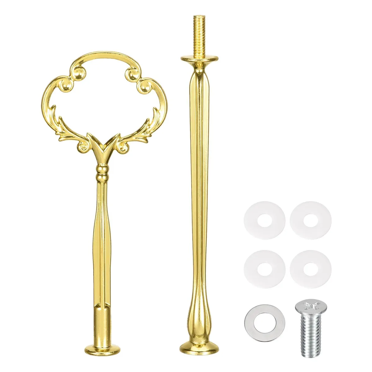 Gold zinc alloy cake stand handle set with two connecting rods and mounting hardware