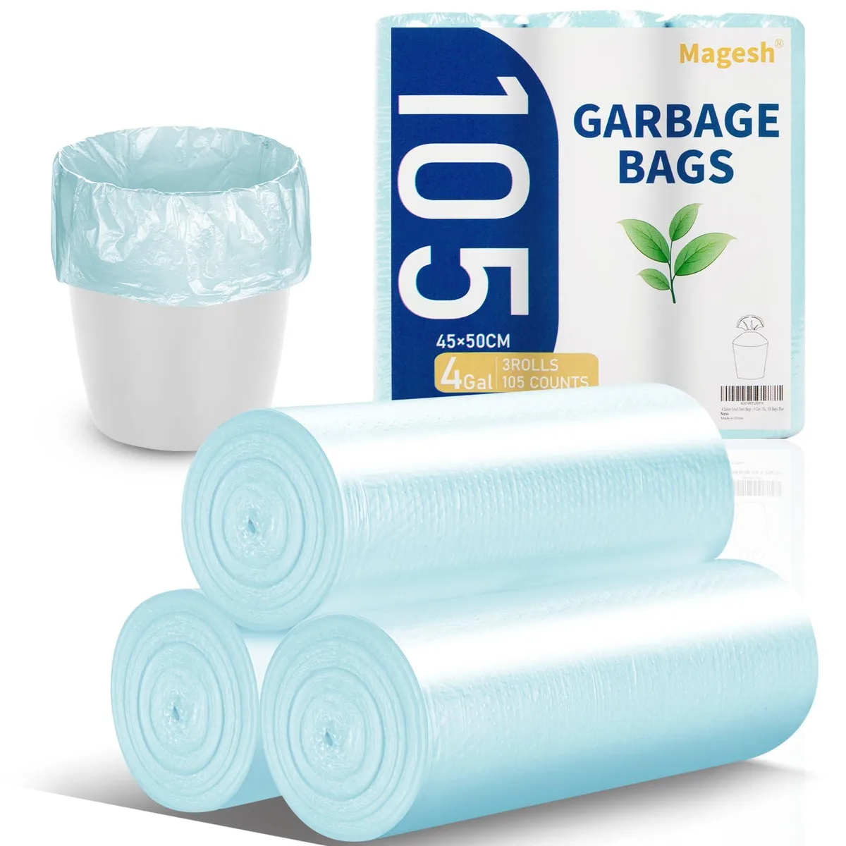  Mayes 4 Gallon Blue Trash Bags 105 Count 45x50cm — product photo