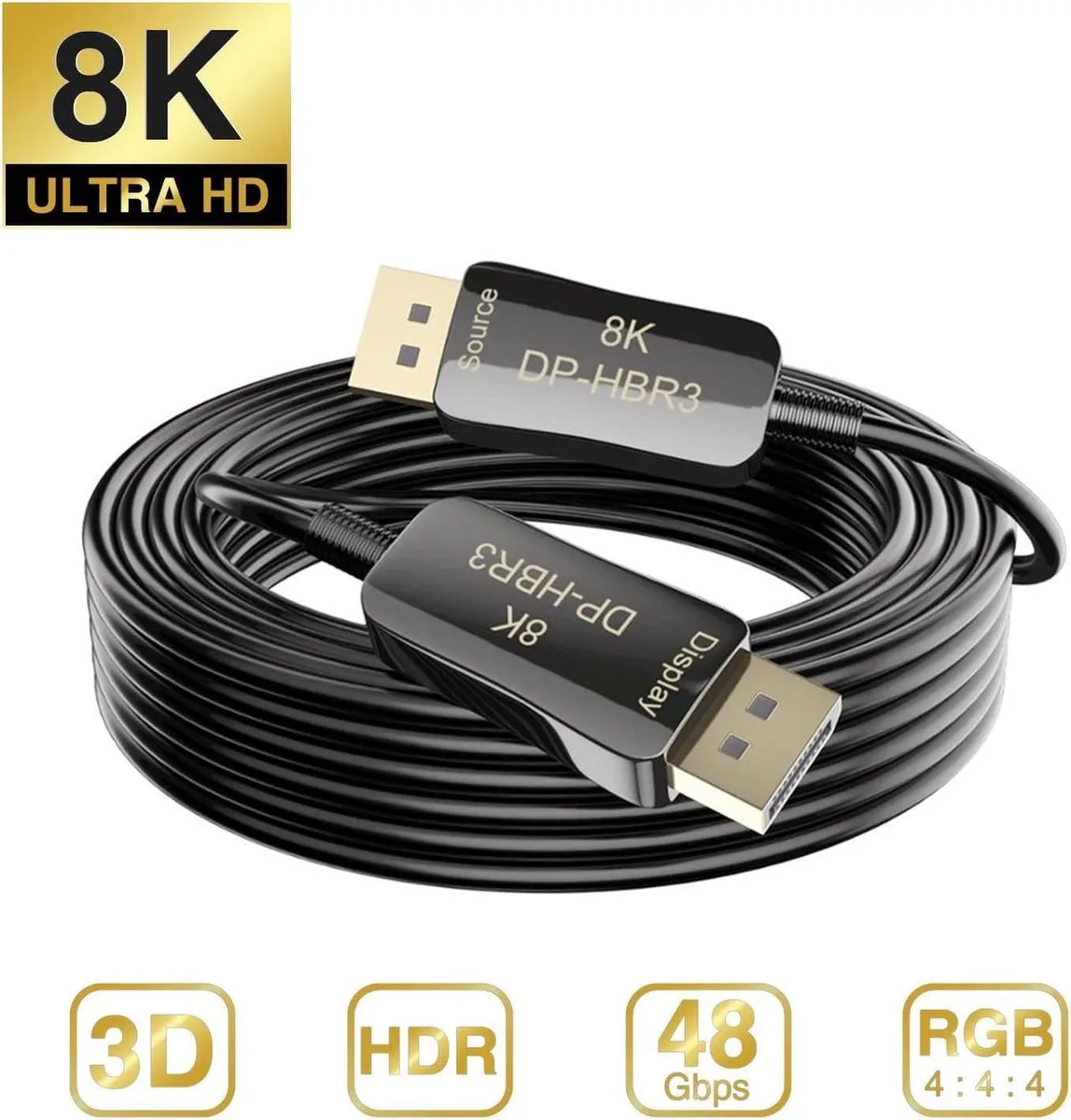 Aomoproing Aomoproing 164 ft DisplayPort 1.4 fiber optic cable 32.4 Gbps 8K@60Hz 4K@144Hz — product photo