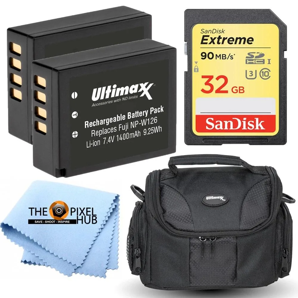 Ultimaxx Ultimaxx NP-W126 Battery Kit 1400 mAh x2 32 GB SD Card Case Cloth — product photo