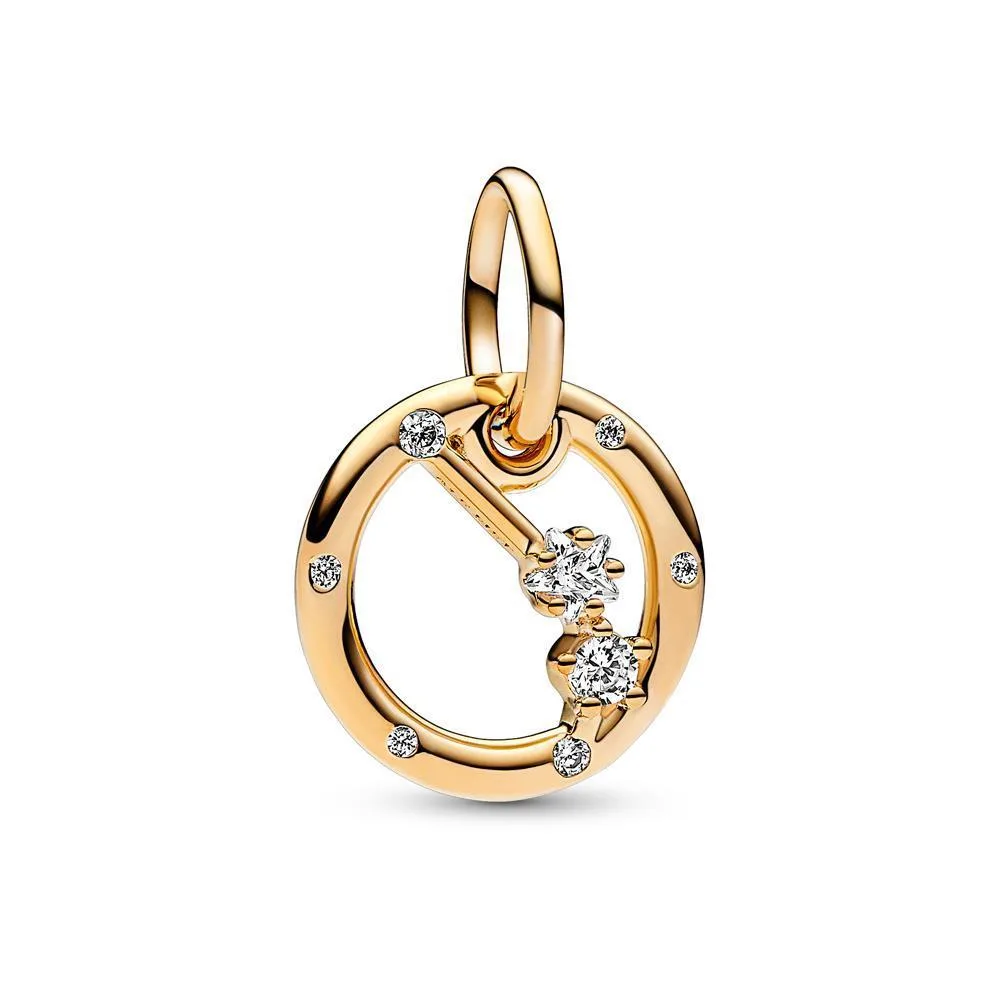 PANDORA PANDORA Aries Zodiac Dangle Charm 14k gold-plated silver clear — product photo