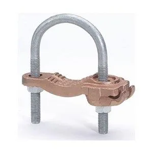 Burndy copper pipe ground clamp with galvanised hardware, 6.5 in length