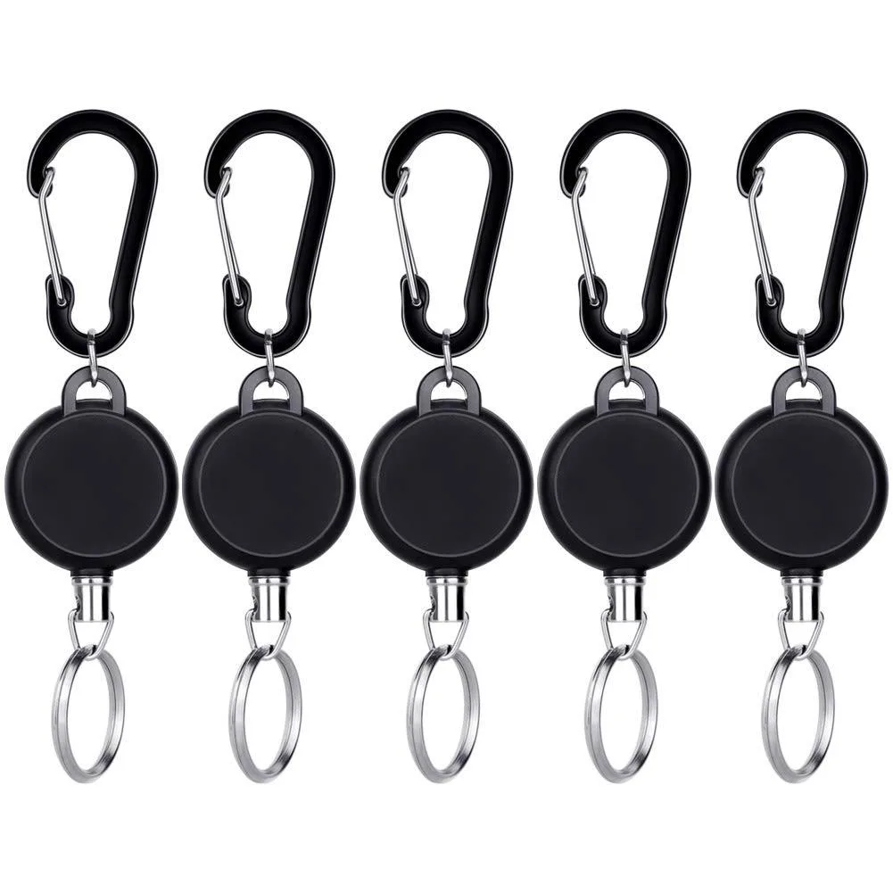  selizo RK-02 keyholder 5 pcs 56 cm cord 3.5 cm reel black — product photo