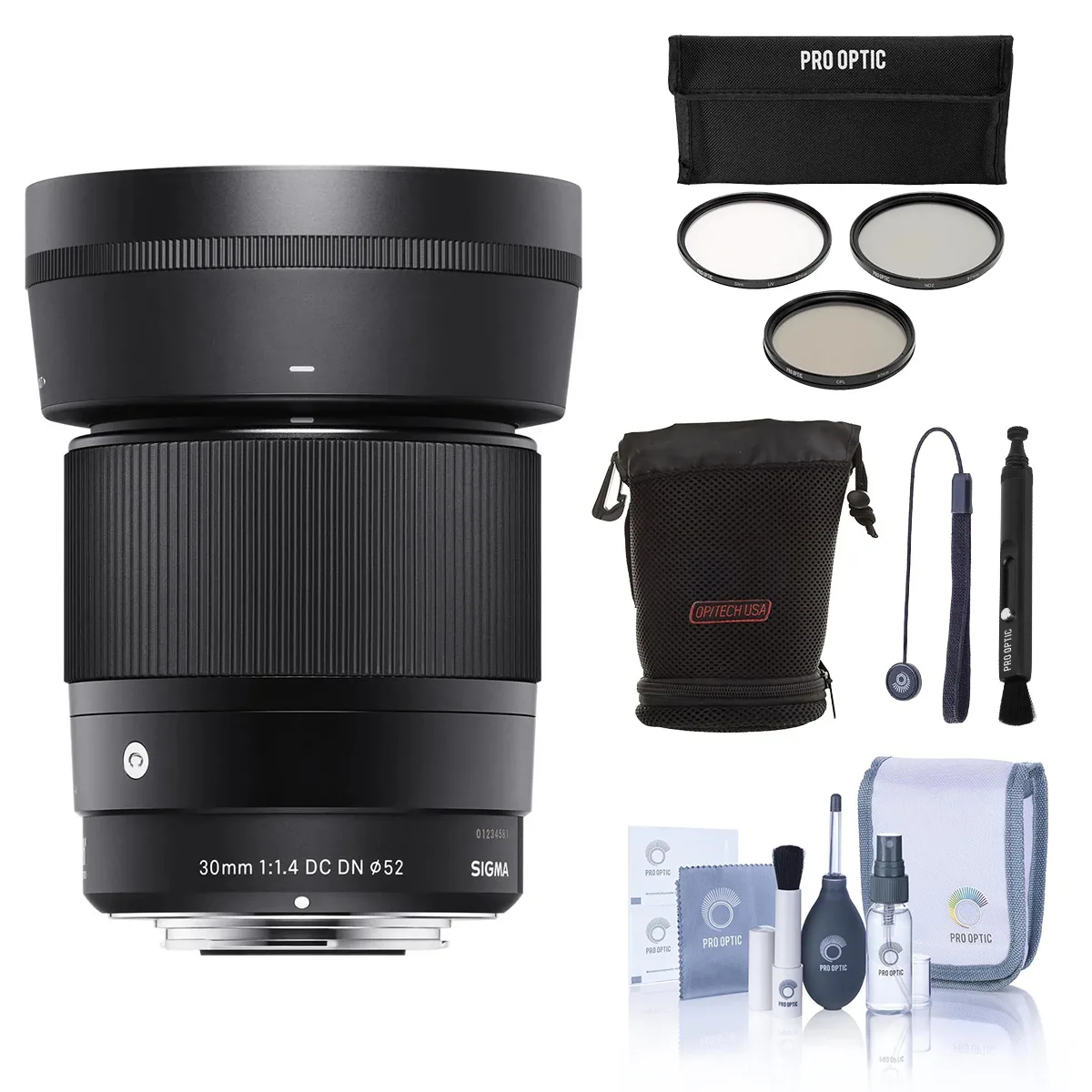 SIGMA SIGMA 30mm f/1.4 DC DN Contemporary Lens for Sony E with 52mm Filter Kit — product photo