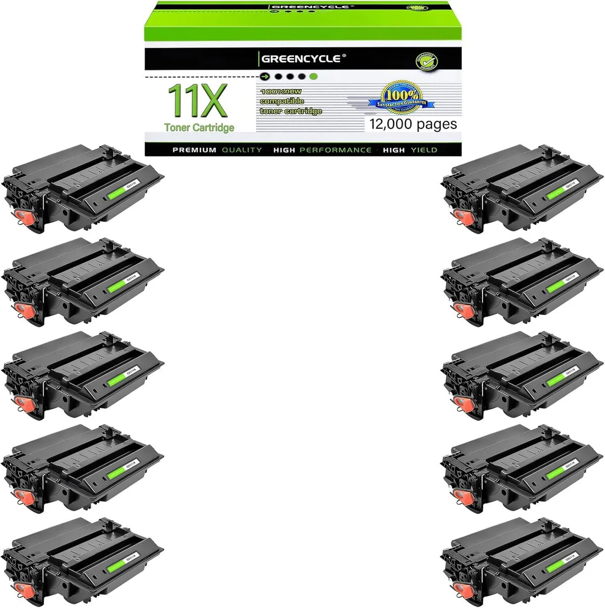 GREENCYCLE GREENCYCLE Q6511X High-Yield Black Toner Cartridge 10-Pack — product photo