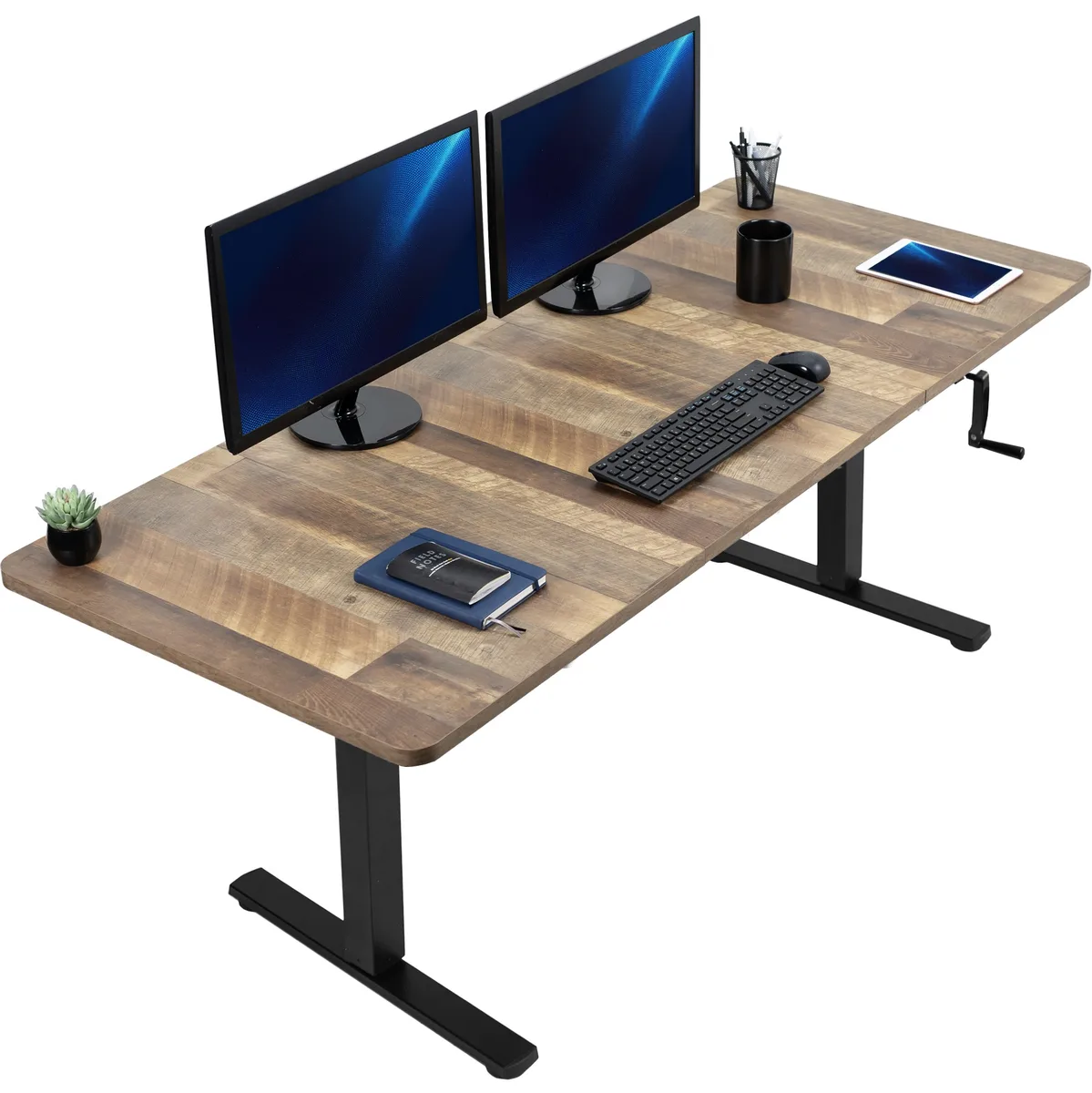 VIVO VIVO Manual 71 x 30 Standing Desk Reclaimed Wood Black Frame — product photo