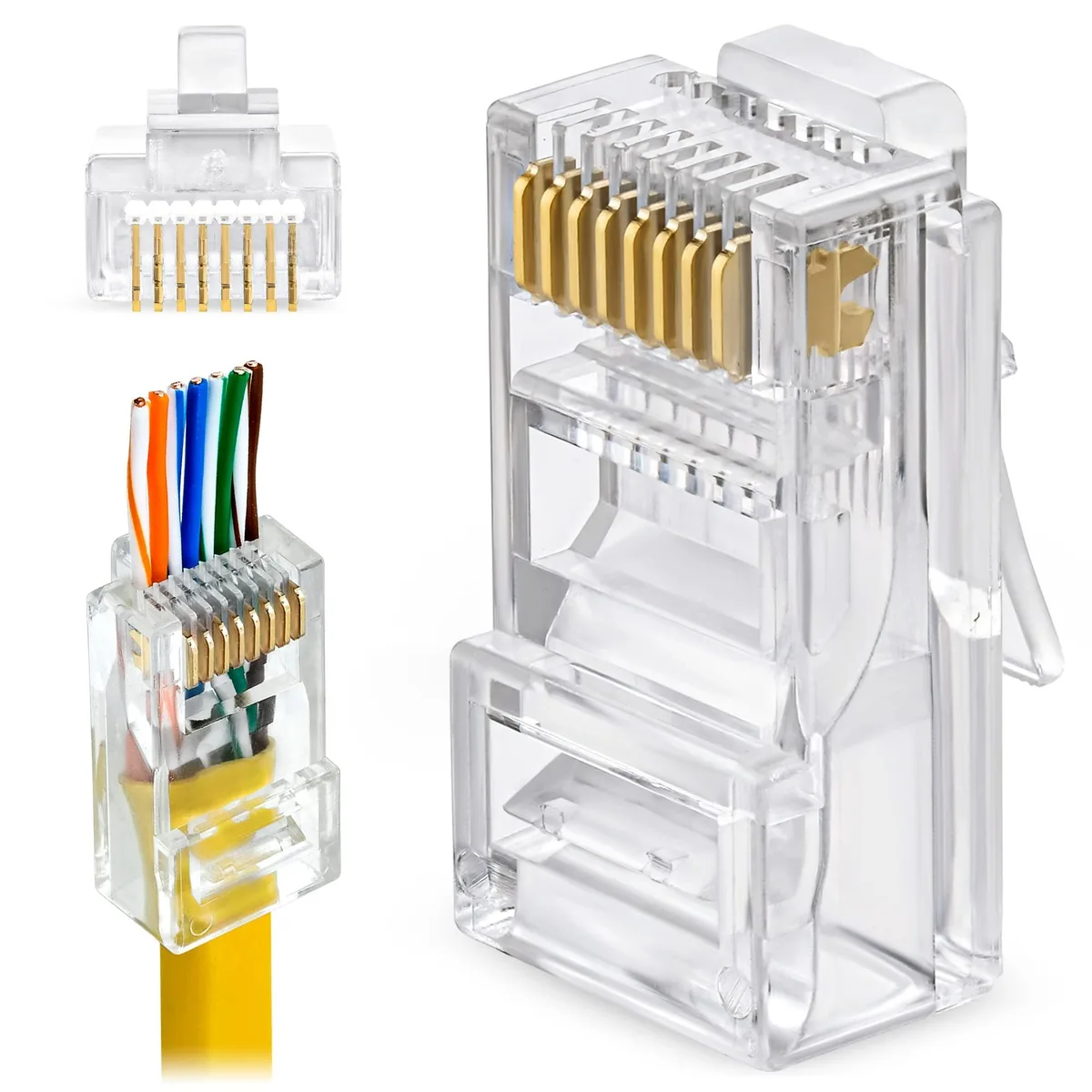 BUCIER BUCIER Cat5e RJ45 Pass-Through Connector 50-Pack — product photo