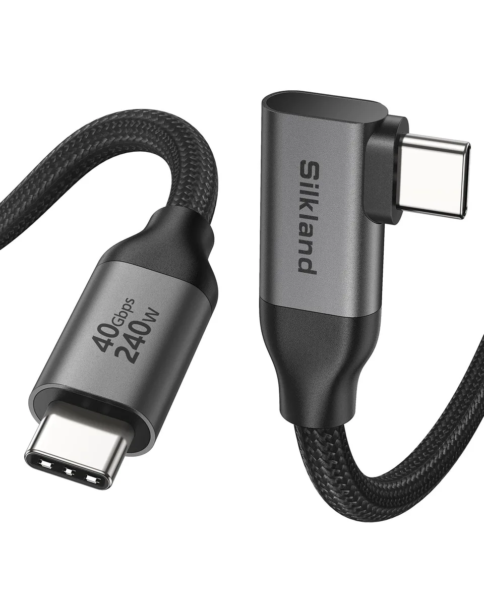  Silkland S3630 Thunderbolt cable 3.3ft 40Gbps 240W right-angle — product photo