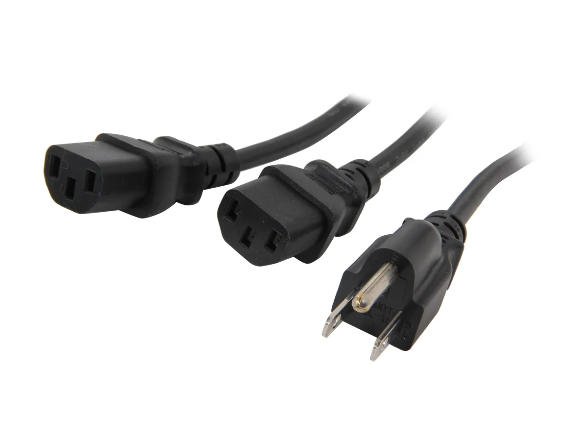 STARTECH STARTECH PXT101Y 6 ft Y computer power cord NEMA 5-15P to 2x C13 — product photo