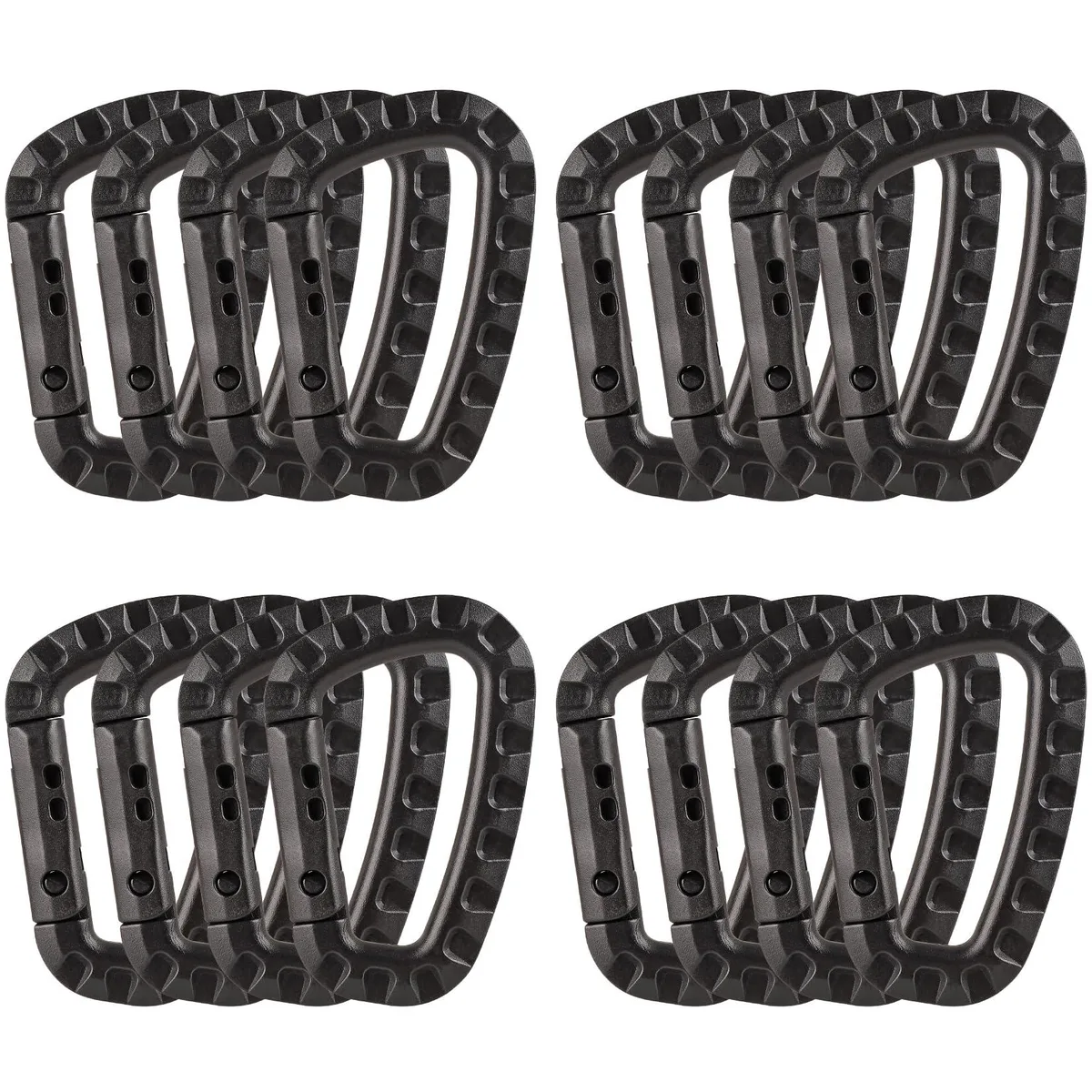 Dairzitv Tactical Carabiner Keychain 16 Pack Black Plastic D-Shape GU23581-38 — product photo