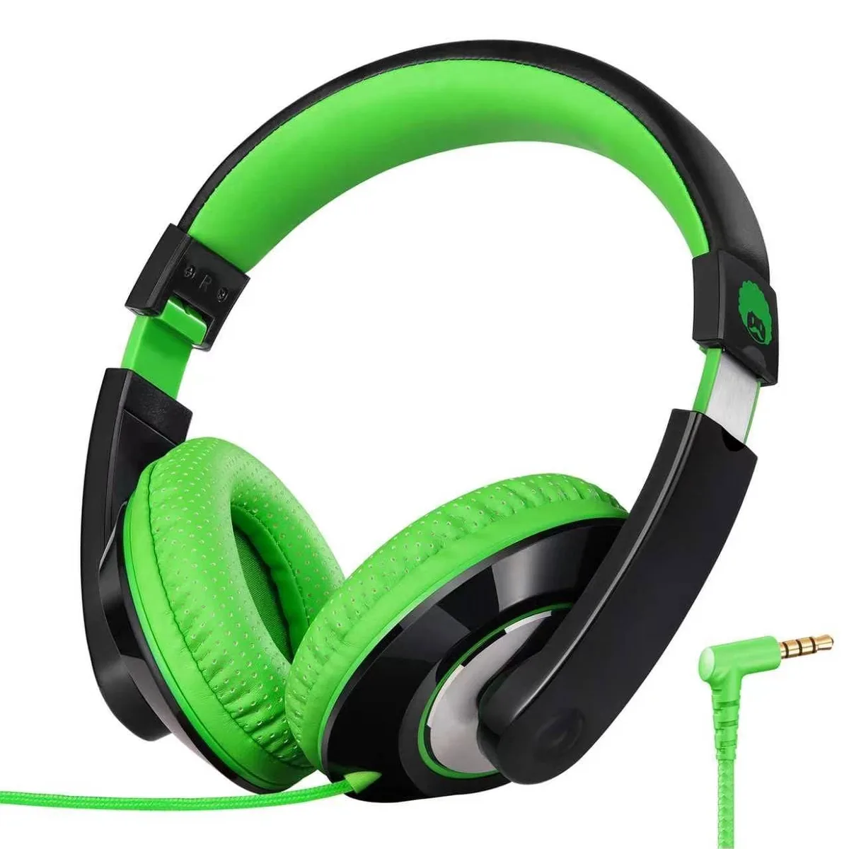  rockpapa Comfort ROCK0856 Wired Headphones Green 3.5mm 4.9ft Cord — product photo