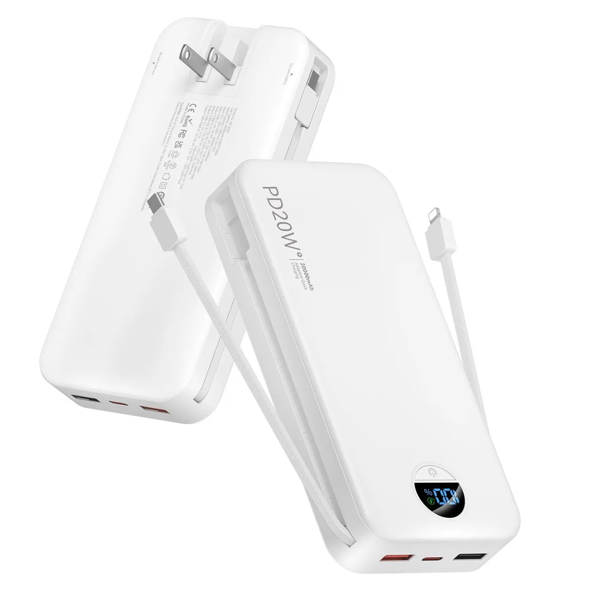 citicr AC-02DP 20000mAh power bank white — product photo