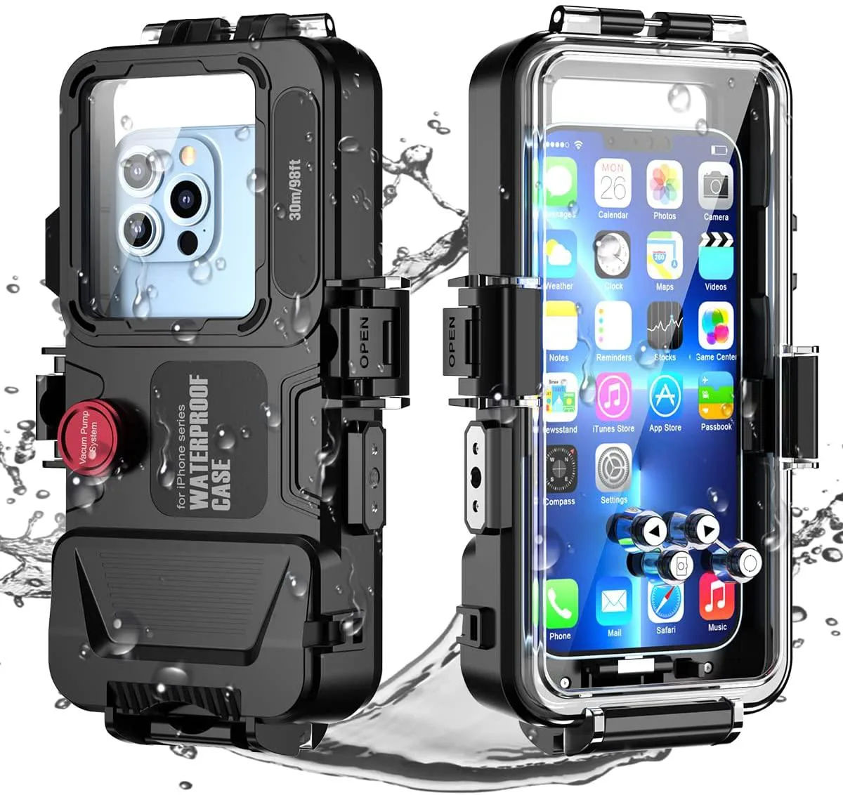 BONAEVER BONAEVER Waterproof Phone Case 98FT 30M Black — product photo
