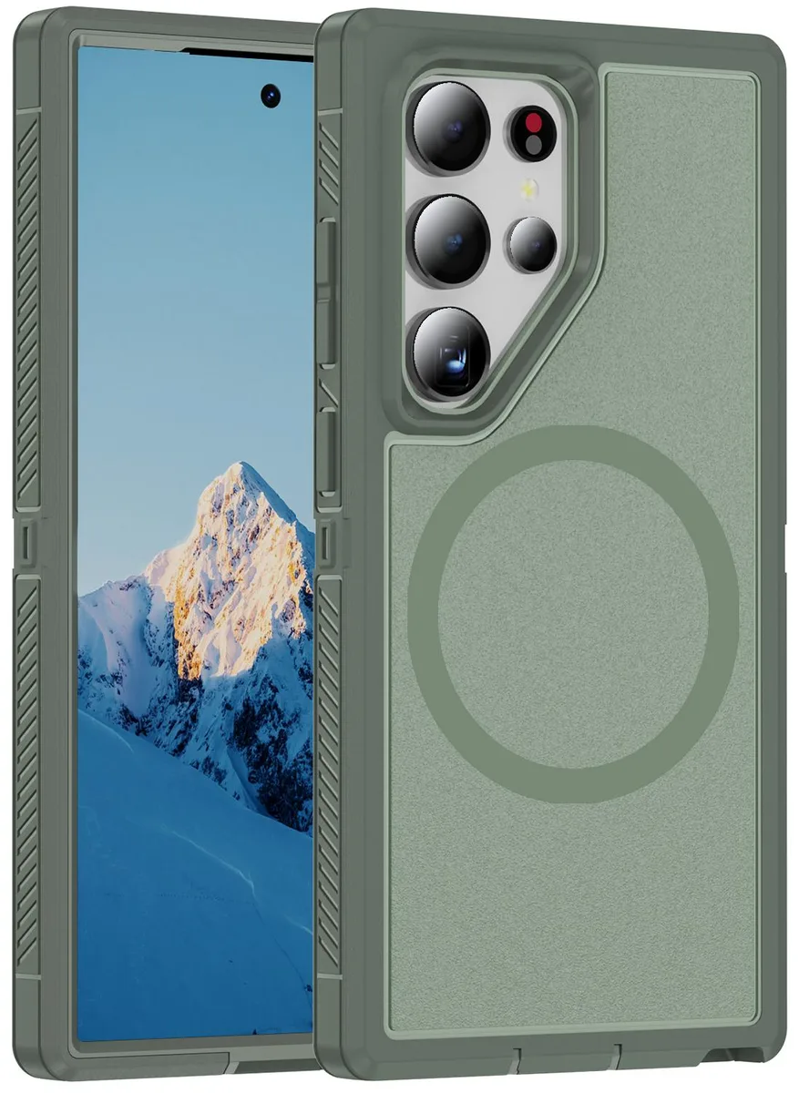 Nakedcellphone Nakedcellphone Tough Hybrid Case for Samsung Galaxy S25 Ultra 5G MagSafe Green — product photo