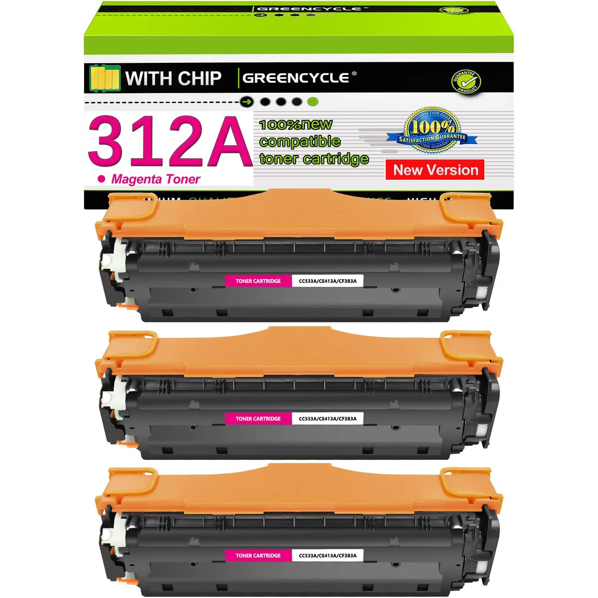 GREENCYCLE GREENCYCLE 312A Magenta 3 Pack Toner Cartridge CF383A 2700 pages — product photo