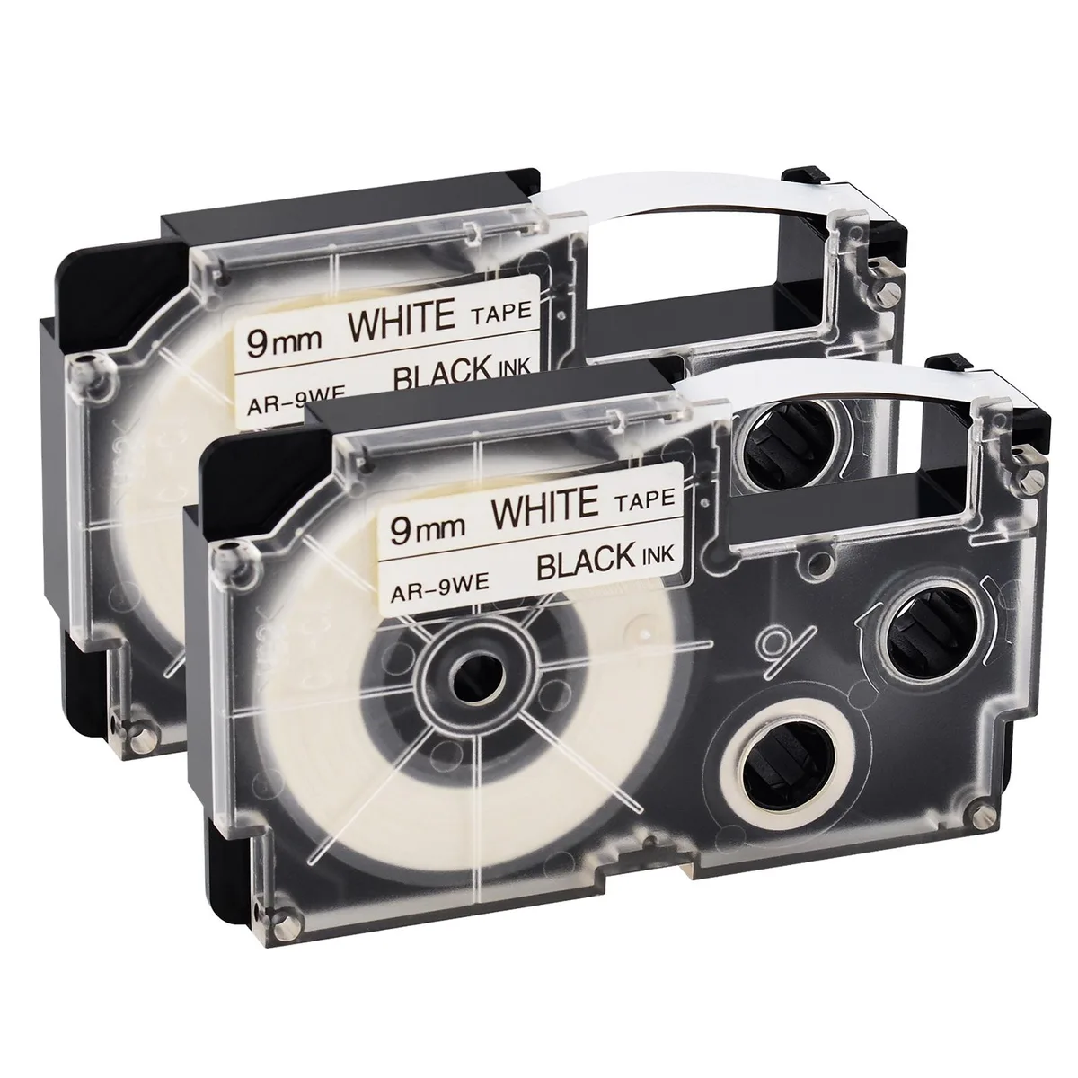 GREENCYCLE GREENCYCLE XR-9WE Label Tape 9mm Black on White 2 Pack 26.2ft — product photo