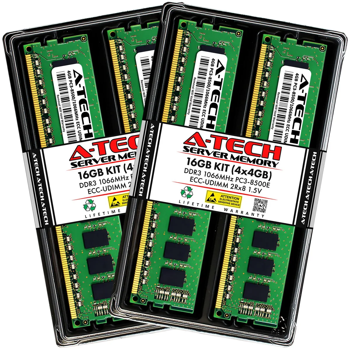 A-Tech A-Tech 16GB Kit (4x4GB) DDR3 1066 ECC UDIMM 240-Pin Memory Upgrade — product photo