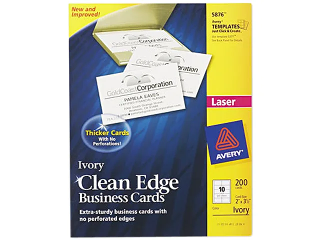 Avery Avery 5876 Clean Edge Laser Business Cards Ivory 200 pack — product photo