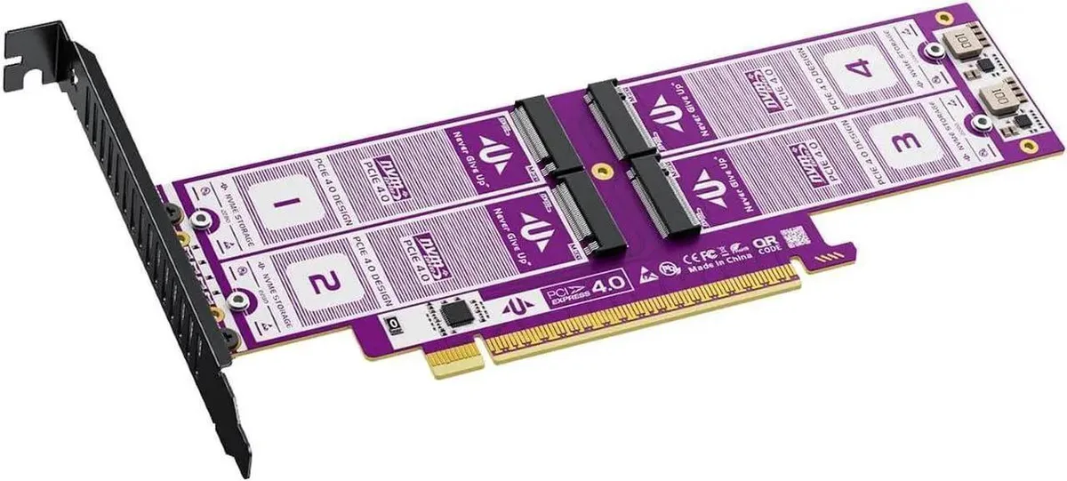 SMUGDESK SMUGDESK AU-P599 PCIe 4.0 x16 to 4-Bay M.2 NVMe Expansion Card — product photo