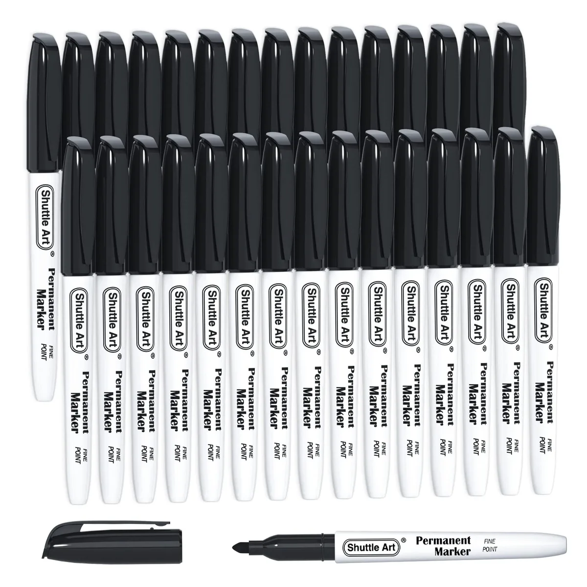 Box of thirty black fine-point permanent markers