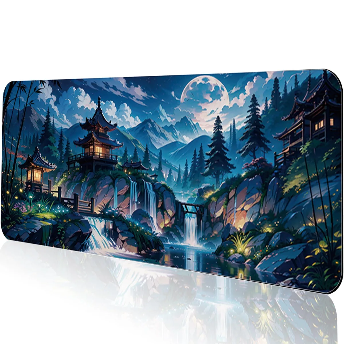 Uniqcasa mouse pad 31.5×11.8 in Blue Moon Castles — product photo