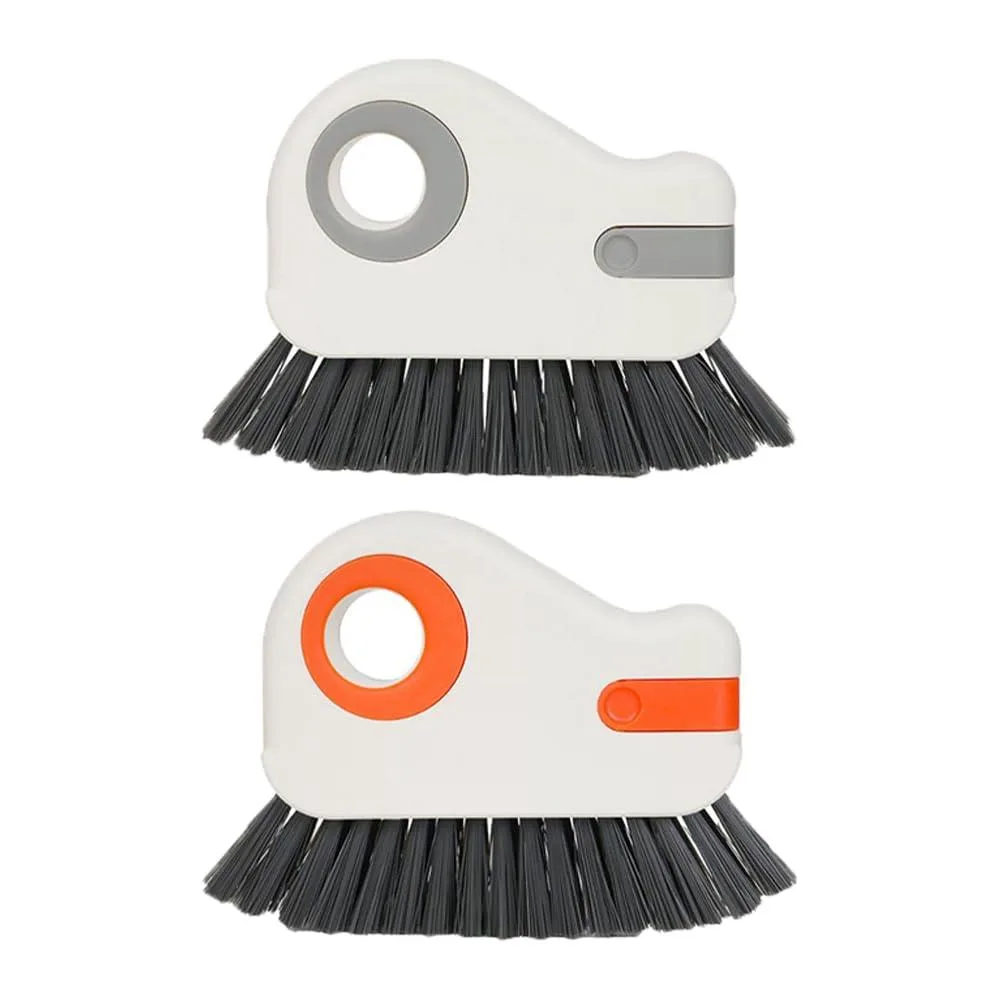 Two grey and orange plastic window track cleaners with brush and hidden scraper