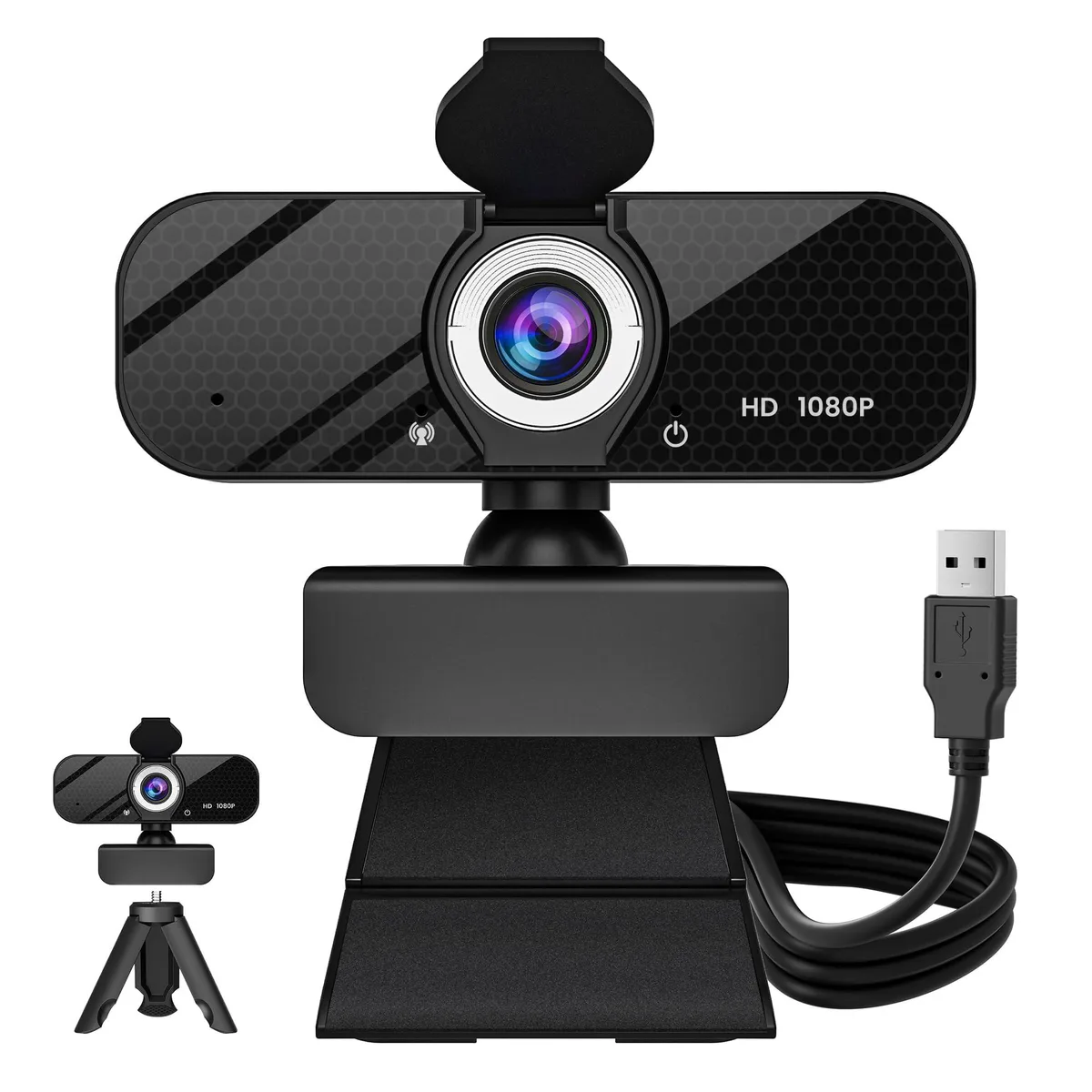  GOZVRPU TW-05 1080p webcam black with tripod — product photo