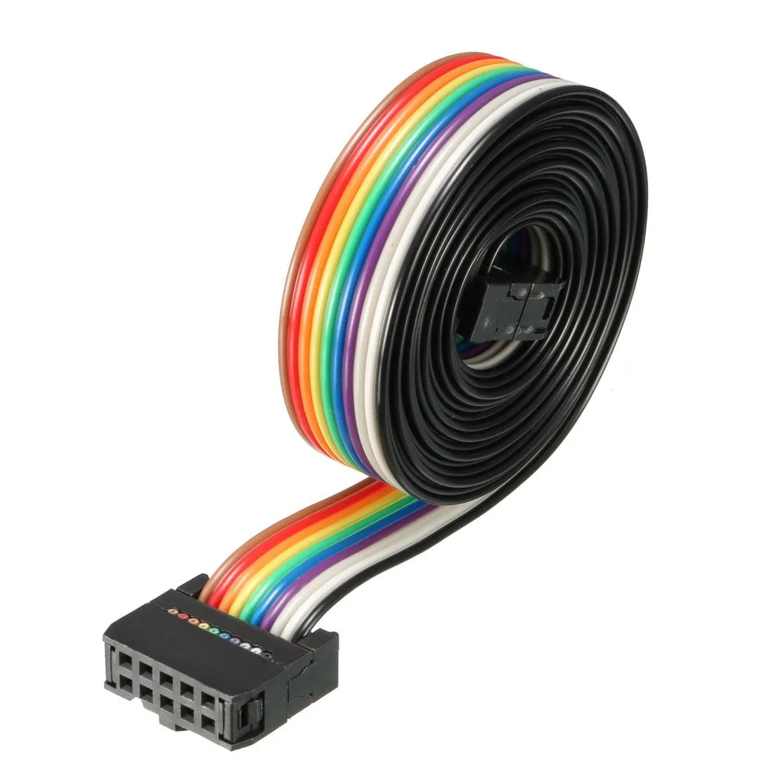 Flat rainbow ribbon cable, 10-pin female connectors, 148cm long