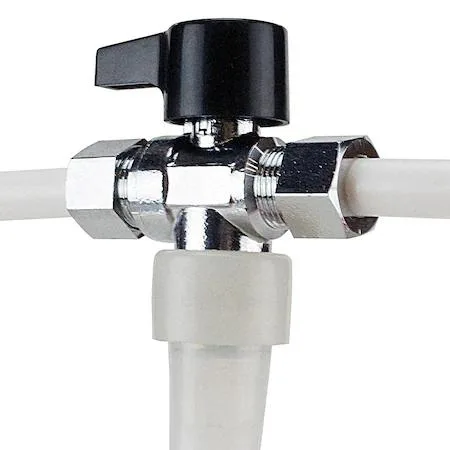 Apollo Apollo 1/2 in. Chromed Brass PEX-A Barb x 3/8 in. Compression Dual Outlet Quarter-Turn Angle Stop Valve — product photo