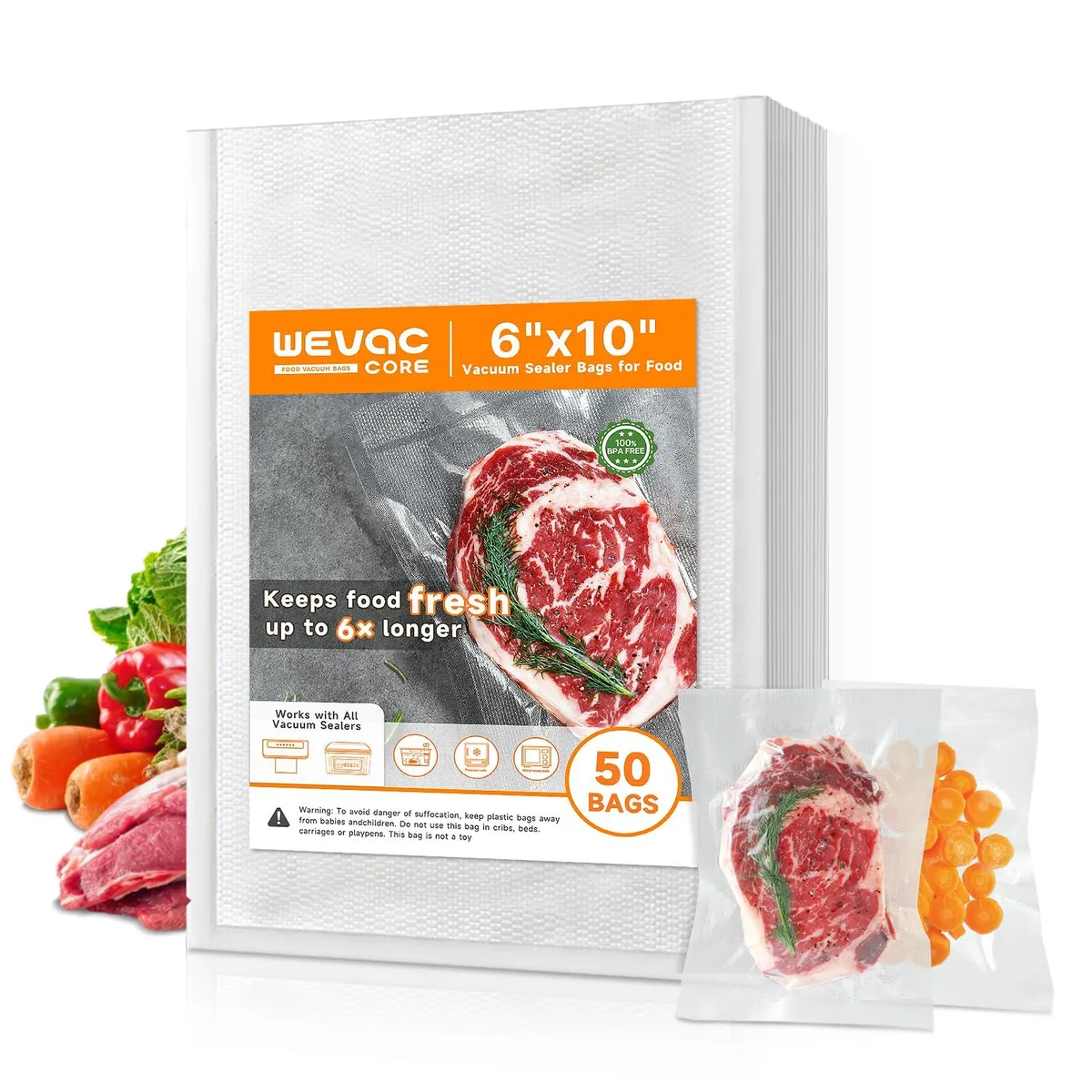  FoodSaver A101701N 6×10 50-count vacuum sealer bags — product photo