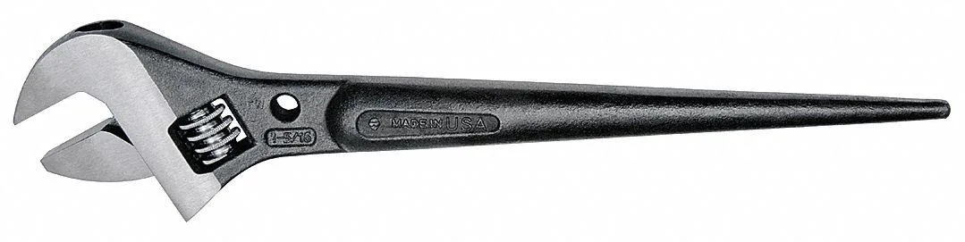 Klein Tools 3227 adjustable spud wrench 10 inch forged steel industrial finish continuous taper handle lanyard hole
