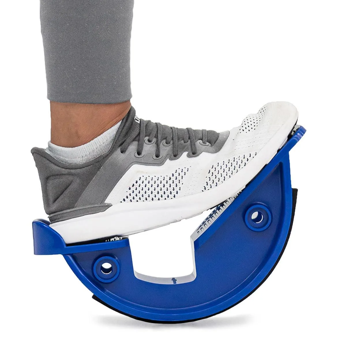 Black rocker-style calf stretcher with heel cradle and slip-resistant base, small size, pack of ten