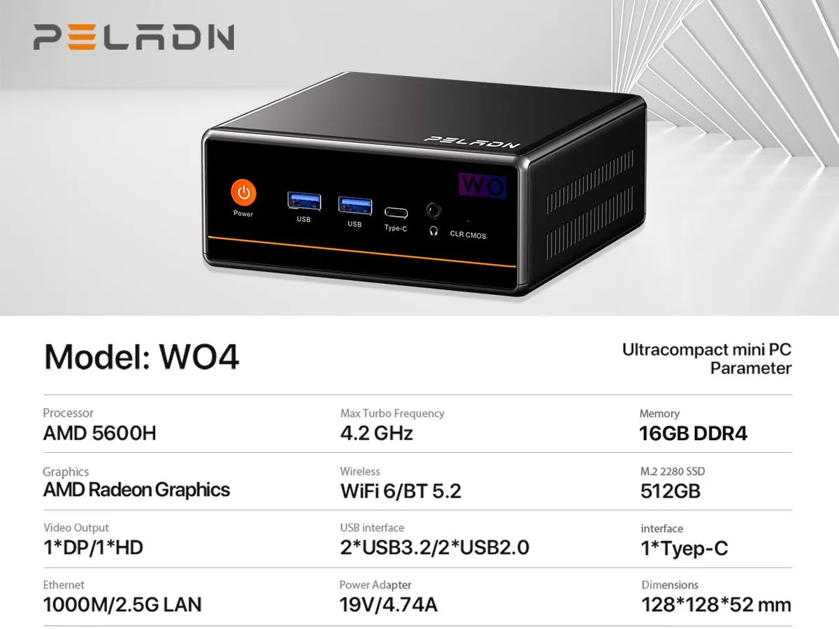 TRYCOO TRYCOO AMD Ryzen 5 5600H 16GB 512GB barebone mini PC — product photo