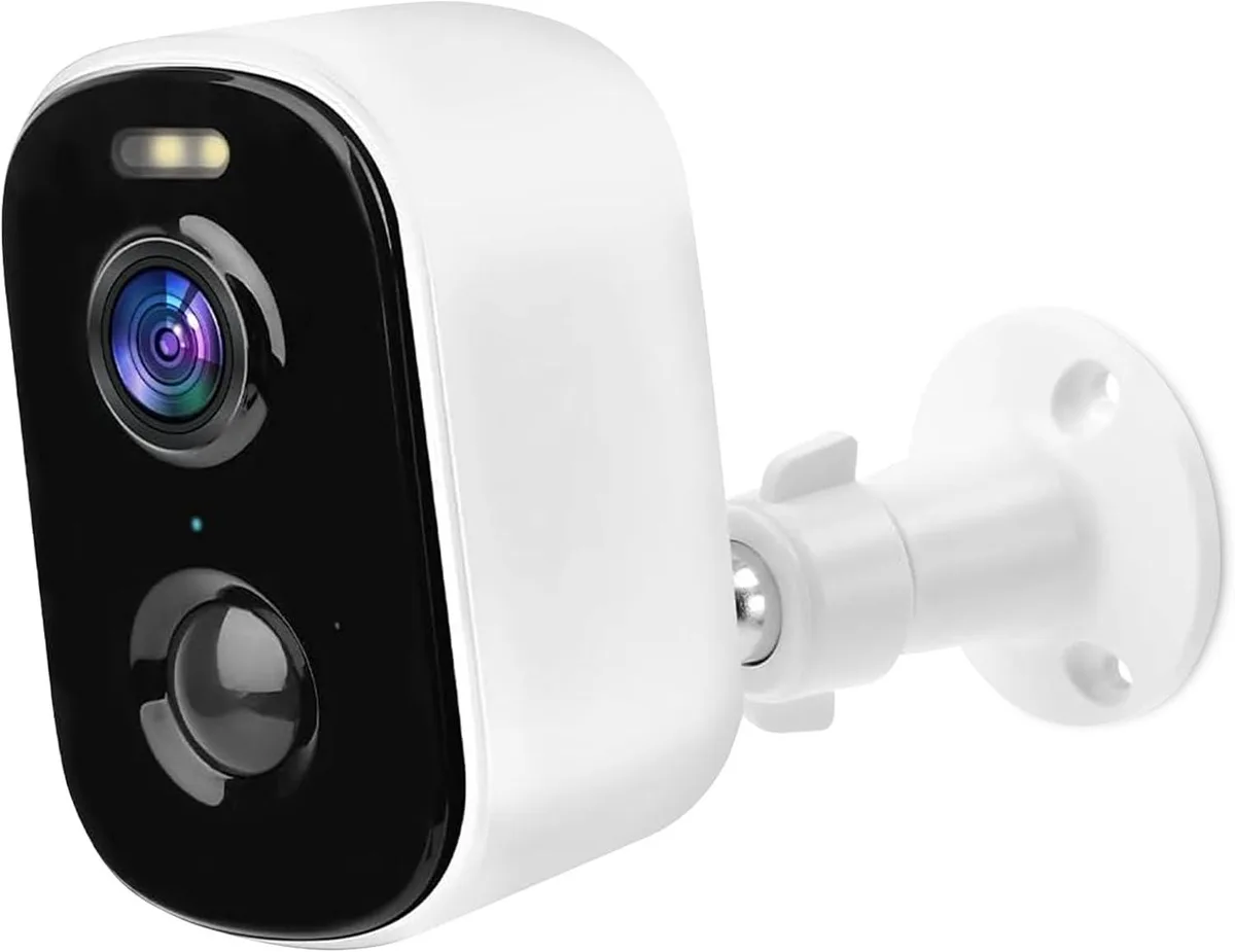 White cylindrical outdoor WiFi camera with IP65 rating