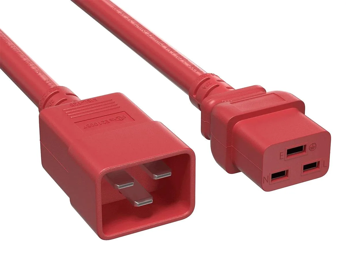 Cable Leader Cable Leader 4ft IEC C20 to C19 12 AWG 20A/250V Red Power Extension Cord — product photo