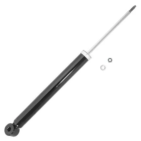 Metal rear shock absorber cylinder with mounting eyelets, matte black finish, twin-tube gas-charged design