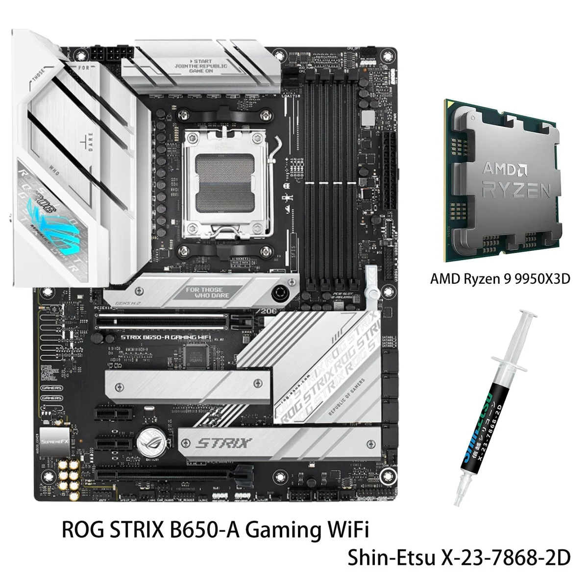 ASUS ASUS ROG Strix B650-A Gaming WiFi &amp; Ryzen 9 9950X3D AMD motherboard CPU combo — product photo