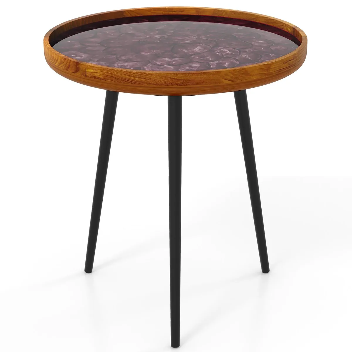 SlickBlue SlickBlue 20 Inch Round End Table Sea Shell Epoxy Brown — product photo
