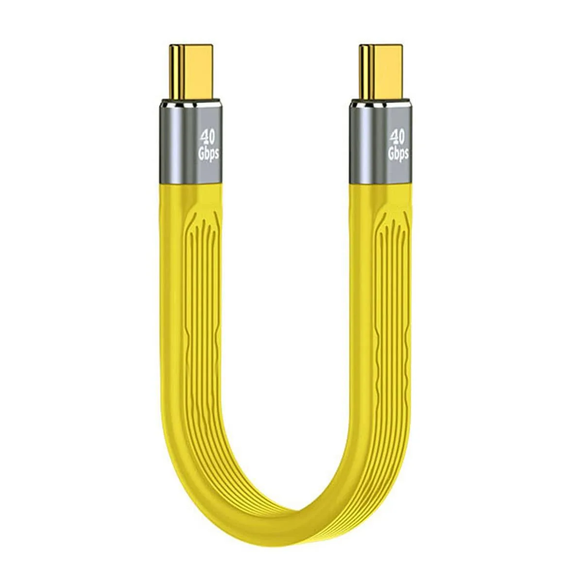 Vszerda Vszerda Yellow USB-C Male-to-Male USB4 40Gbps 100W 8K Flat Cable 13cm — product photo
