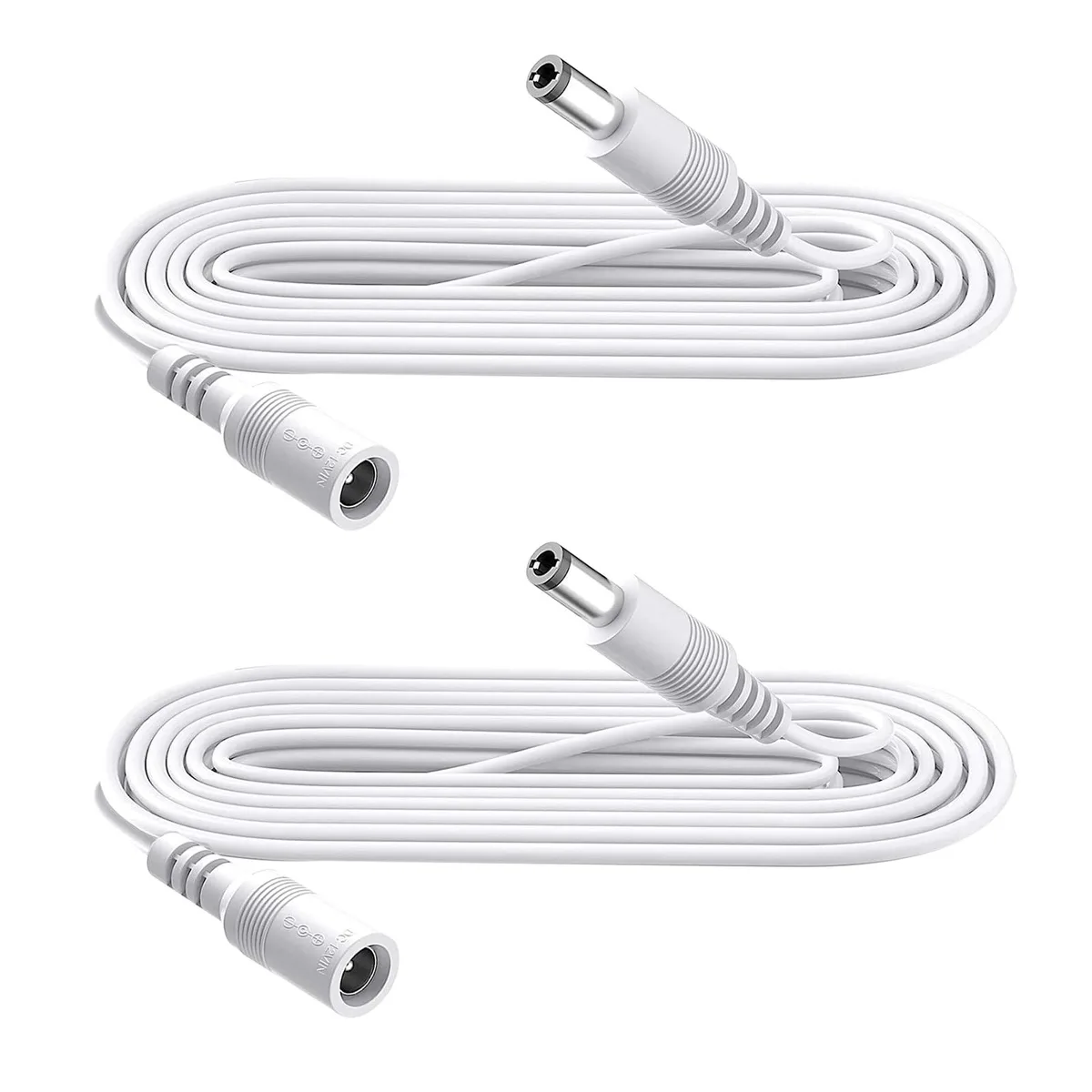  Security-01 2*DC-W-1 3.3ft 5.5x2.1mm DC power extension cord White 2-pack — product photo