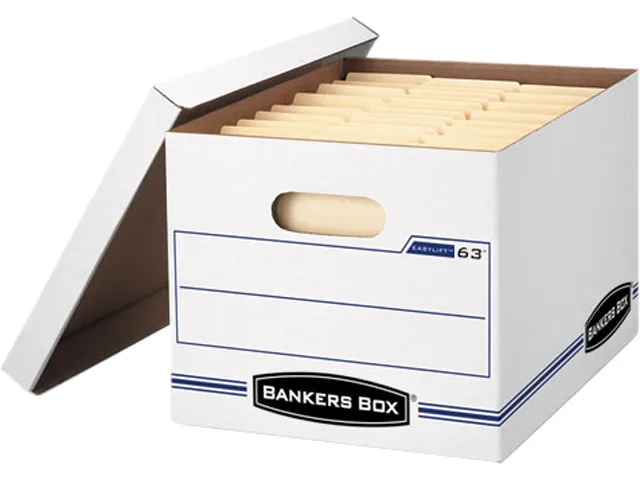 Bankers Box Bankers Box 6301 Storage Box Letter Size Lift-Off Lid White Blue 12 Pack — product photo