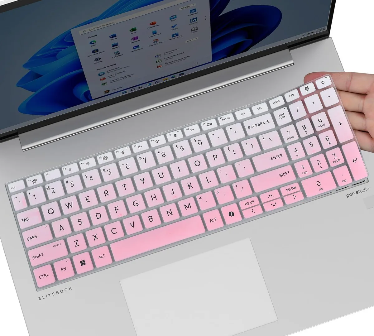 Ombre pink silicone keyboard cover for 16-inch HP EliteBook and ProBook laptops