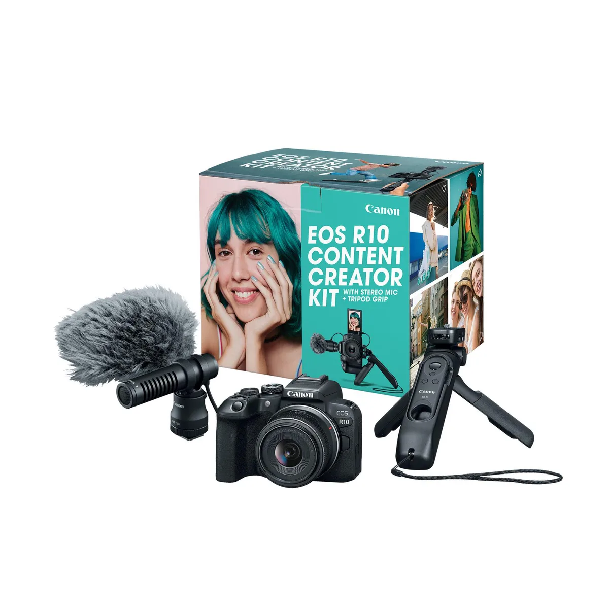 Canon Canon EOS R10 24.2MP APS-C compact mirrorless camera RF-S18-45mm f/4.5-6.3 IS STM Content Creator Kit 5331C079 — product photo