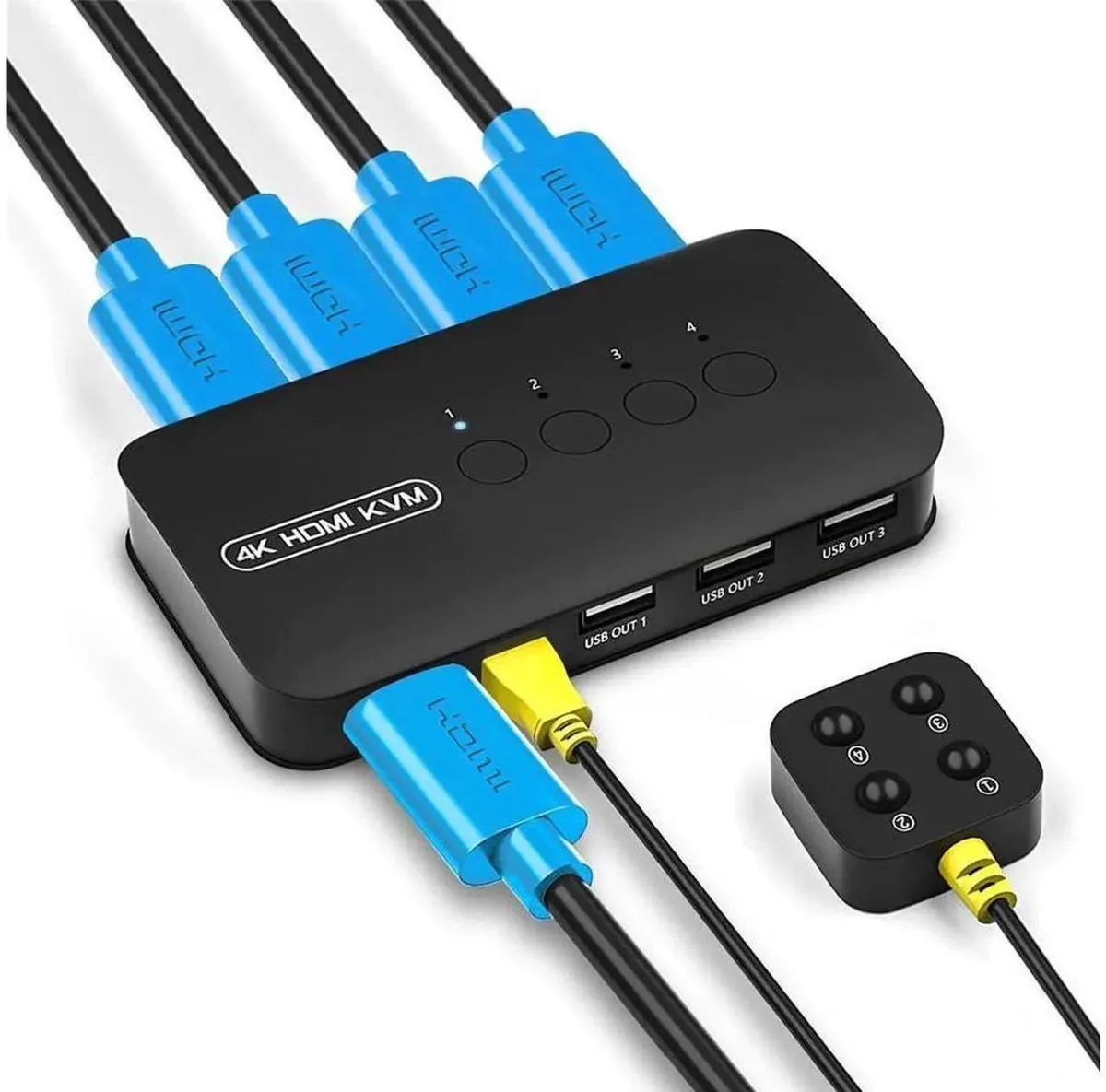 SMUGDESK SMUGDESK 4 Port HDMI USB KVM Switch 4K 60Hz with 4 Cables — product photo